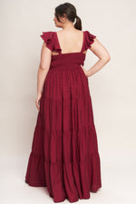SUMMER MILK DEEP RED WOVEN MAXI DRESS