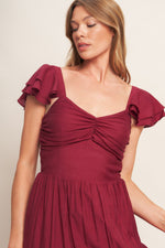 SUMMER MILK DEEP RED WOVEN MAXI DRESS