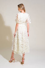 DREAMY BLOSSOM WOVEN LACE MIDI DRESS