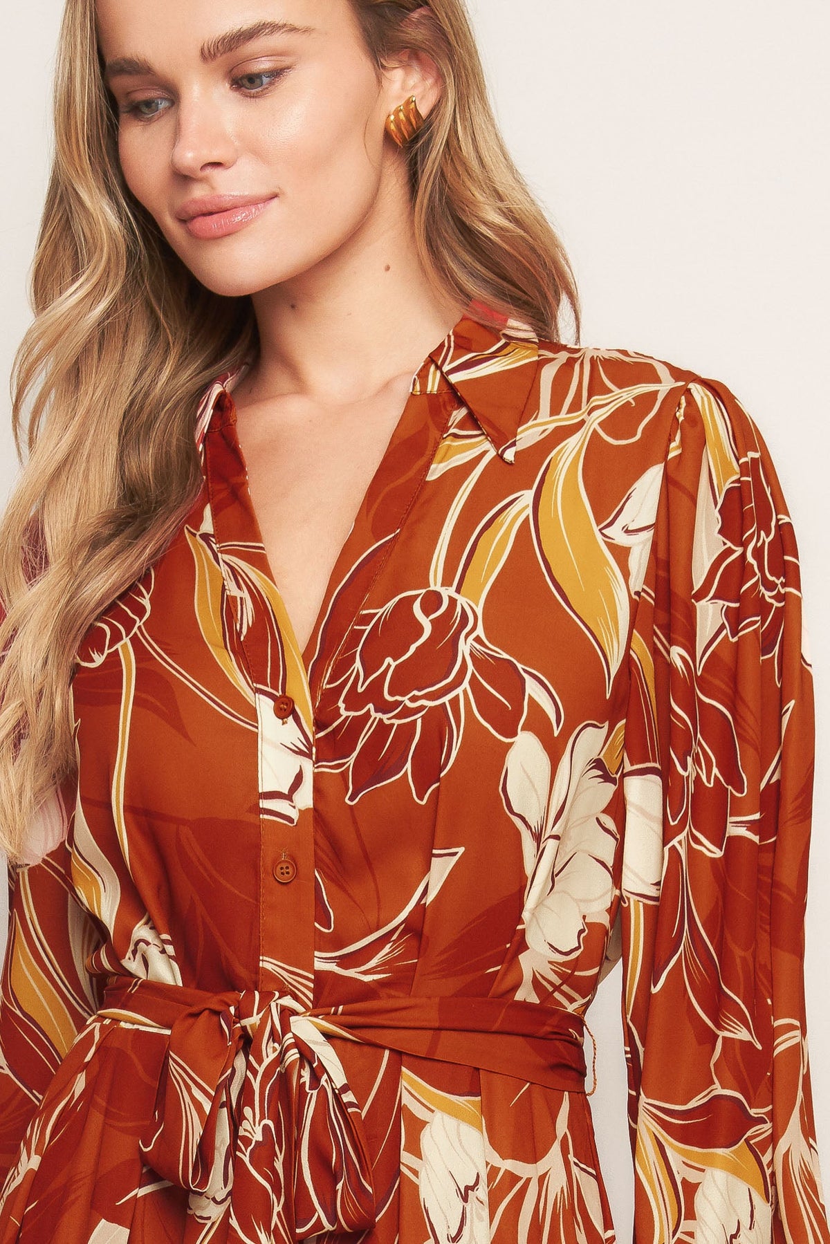 BLOOMING RADIANCE WOVEN MIDI DRESS