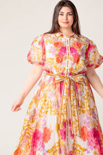 MAKING IT RIGHT IVORY FLORAL WOVEN MIDI DRESS