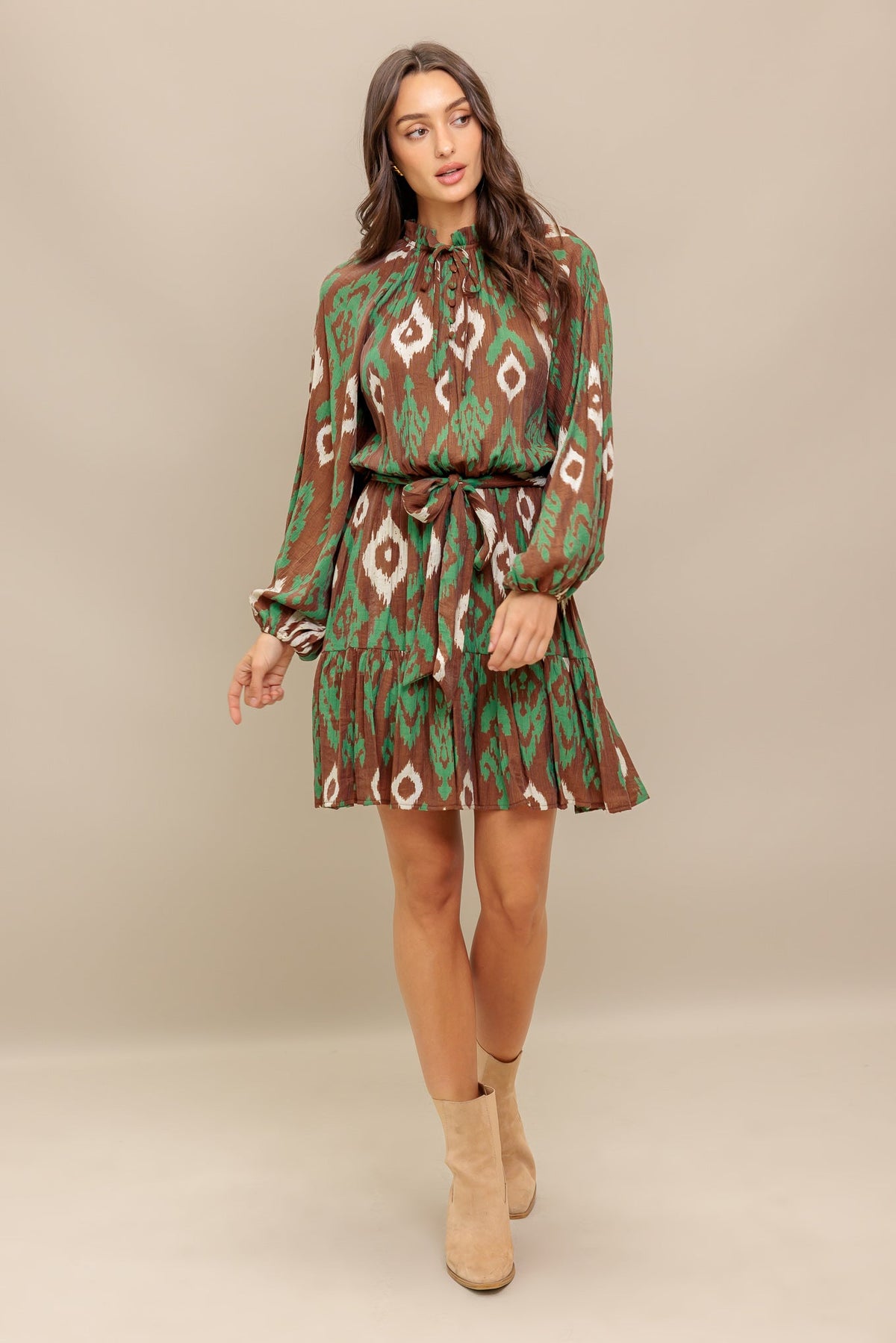 WILD TERRACOTTA WOVEN MINI DRESS
