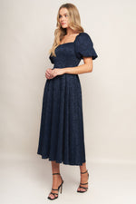TRY AND TRY AGAIN JACQUARD WOVEN MIDI DRESS