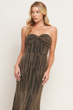 SACRED PROMISES METALLIC WOVEN MAXI DRESS