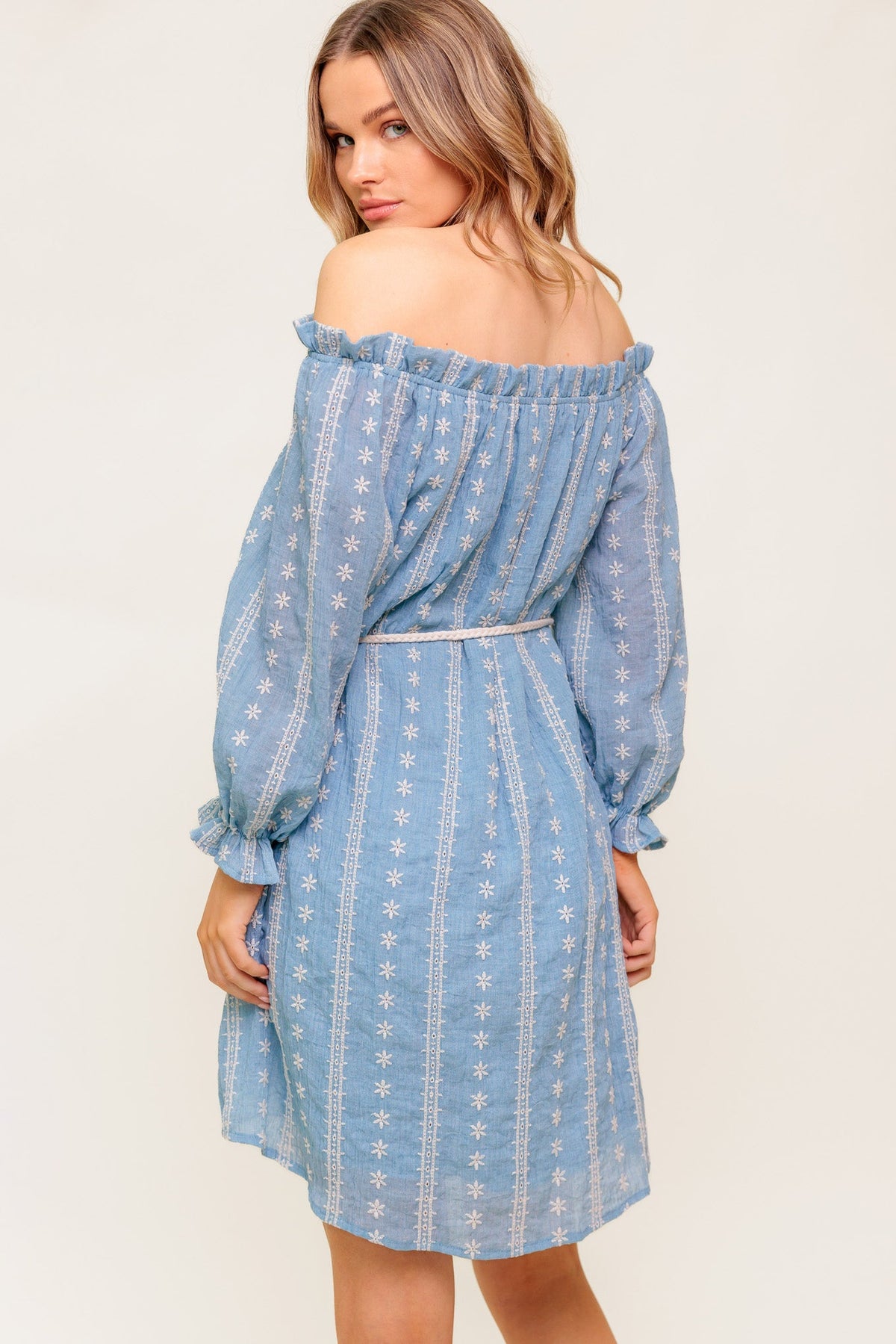 NO MORE CLOUDY SKIES WOVEN MINI DRESS