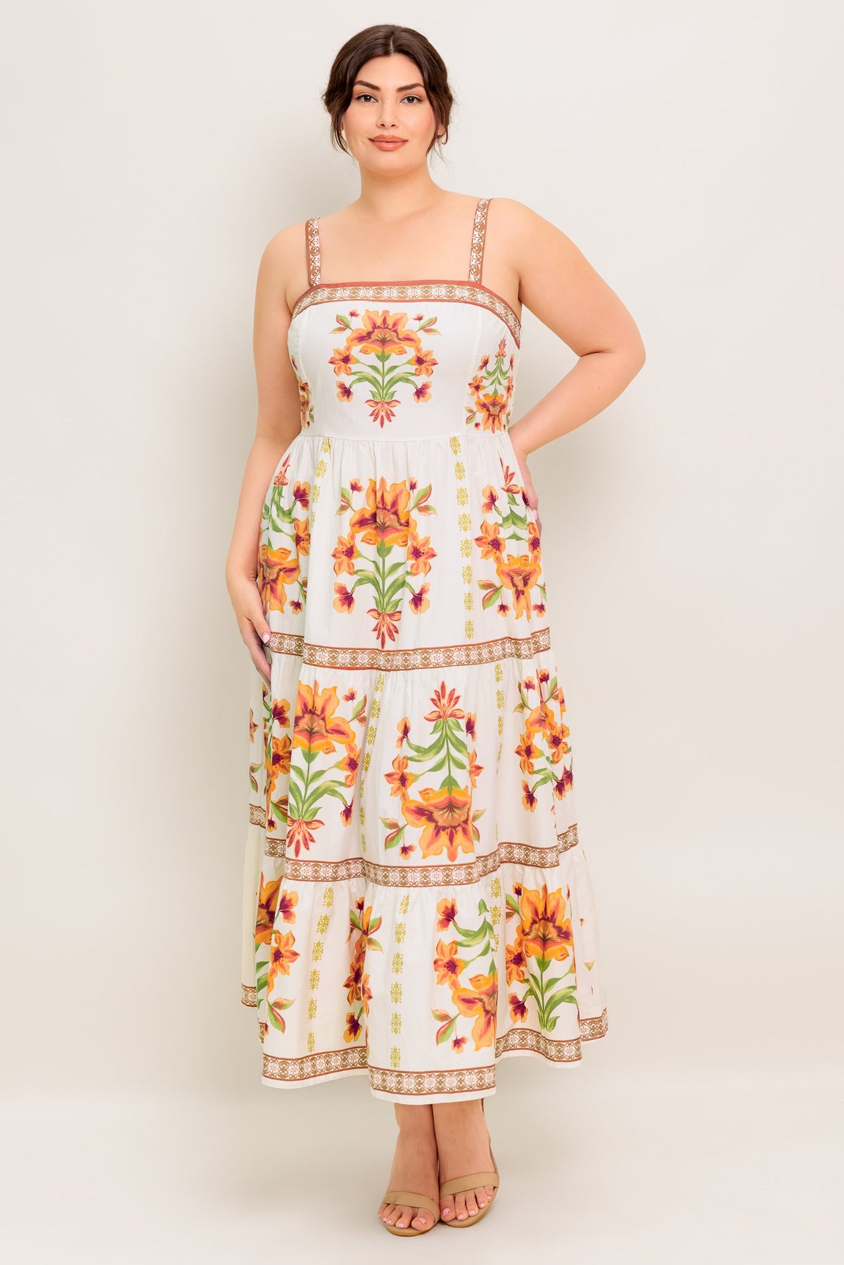 LOVELIEST MUSE IVORY WOVEN MIDI DRESS