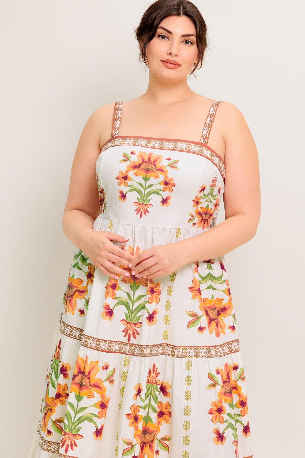 LOVELIEST MUSE IVORY WOVEN MIDI DRESS