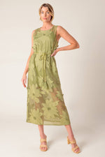 IN MY FREE TIME WOVEN LACE MIDI DRESS