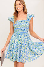 FAIRFAX GERANIUM WOVEN MINI DRESS