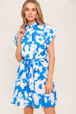 CITRUS CRUSH BLUE WOVEN MINI DRESS