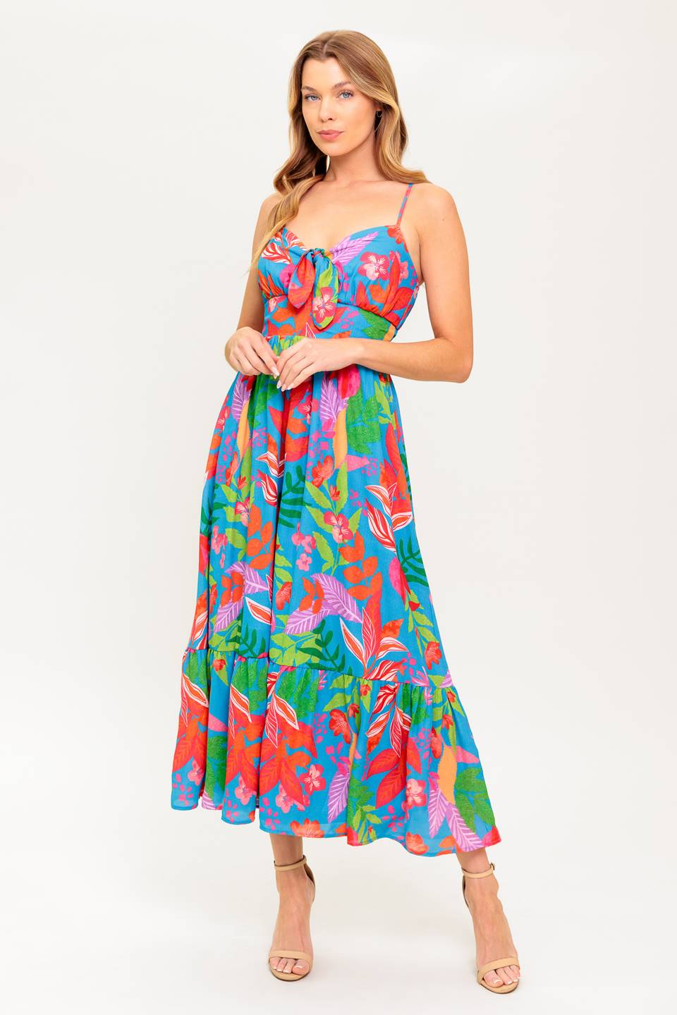 SLOW MOTION LOVE WOVEN MIDI DRESS