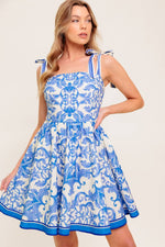 FLORENCE DAYS FLORAL BLUE WOVEN MINI DRESS