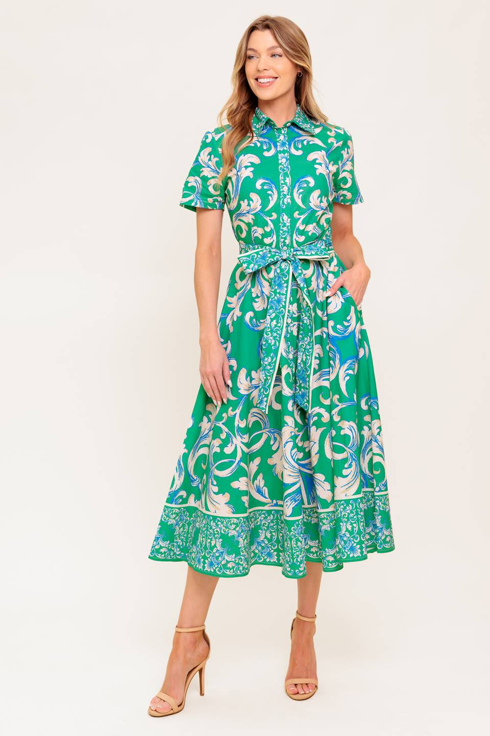 SUMMER BOUQUET WOVEN MIDI DRESS