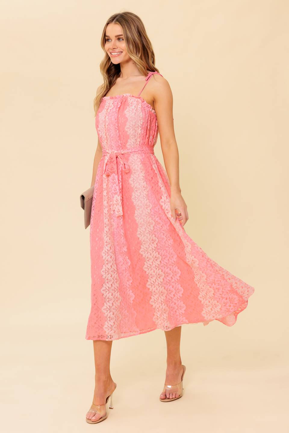 TAILOR MADE FOR YOU WOVEN LACE MIDI DRESS