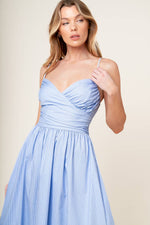 SUMMER INVITE PASTEL BLUE WOVEN MIDI DRESS