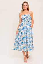 ROSY MOOD FLORAL WOVEN MIDI DRESS
