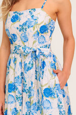 ROSY MOOD FLORAL WOVEN MIDI DRESS