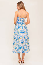 ROSY MOOD FLORAL WOVEN MIDI DRESS
