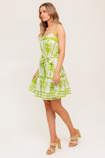SUNDOWN CHARM GREEN WOVEN MINI DRESS