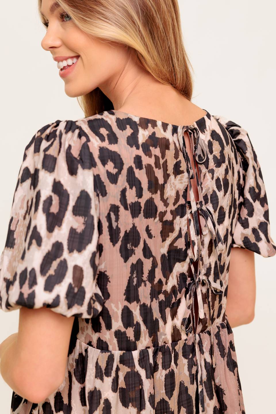 FOREVER YOURS LEOPARD WOVEN MINI DRESS