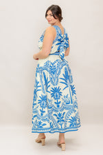 OCEAN PETALS WOVEN MIDI DRESS