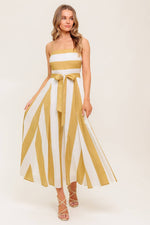 SOFT HORIZON TAUPE WOVEN MIDI DRESS