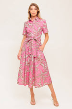 SWEET CAMELLIA PINK WOVEN MIDI DRESS