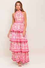BLUSHING BLOSSOM FUCHSIA WOVEN MAXI DRESS