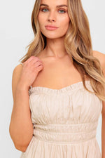HONEY SUNSET CREAM WOVEN MIDI DRESS
