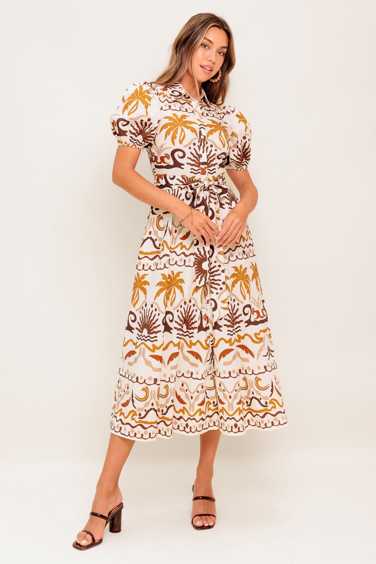 TROPICANA SUNSET WOVEN MIDI DRESS