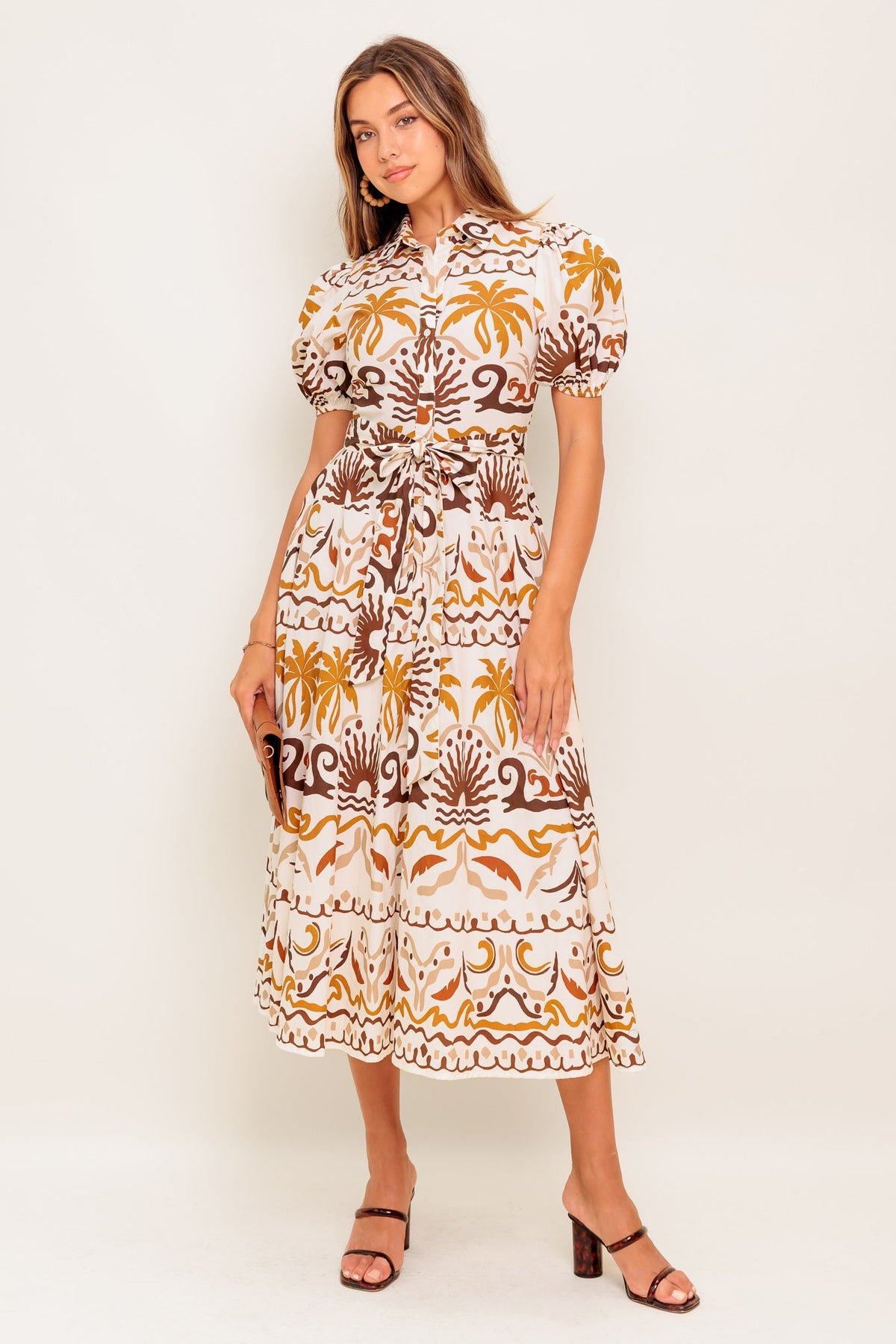 TROPICANA SUNSET WOVEN MIDI DRESS
