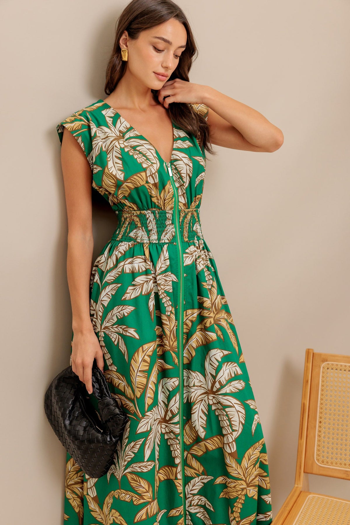 LUSH STILLNESS WOVEN MIDI DRESS