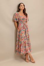 ROSY TWILIGHT WOVEN MIDI DRESS