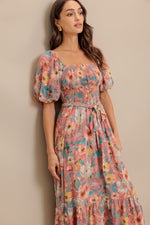 ROSY TWILIGHT WOVEN MIDI DRESS