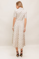 CANDY KISS BEIGE WOVEN MIDI DRESS