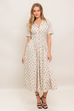 CANDY KISS BEIGE WOVEN MIDI DRESS