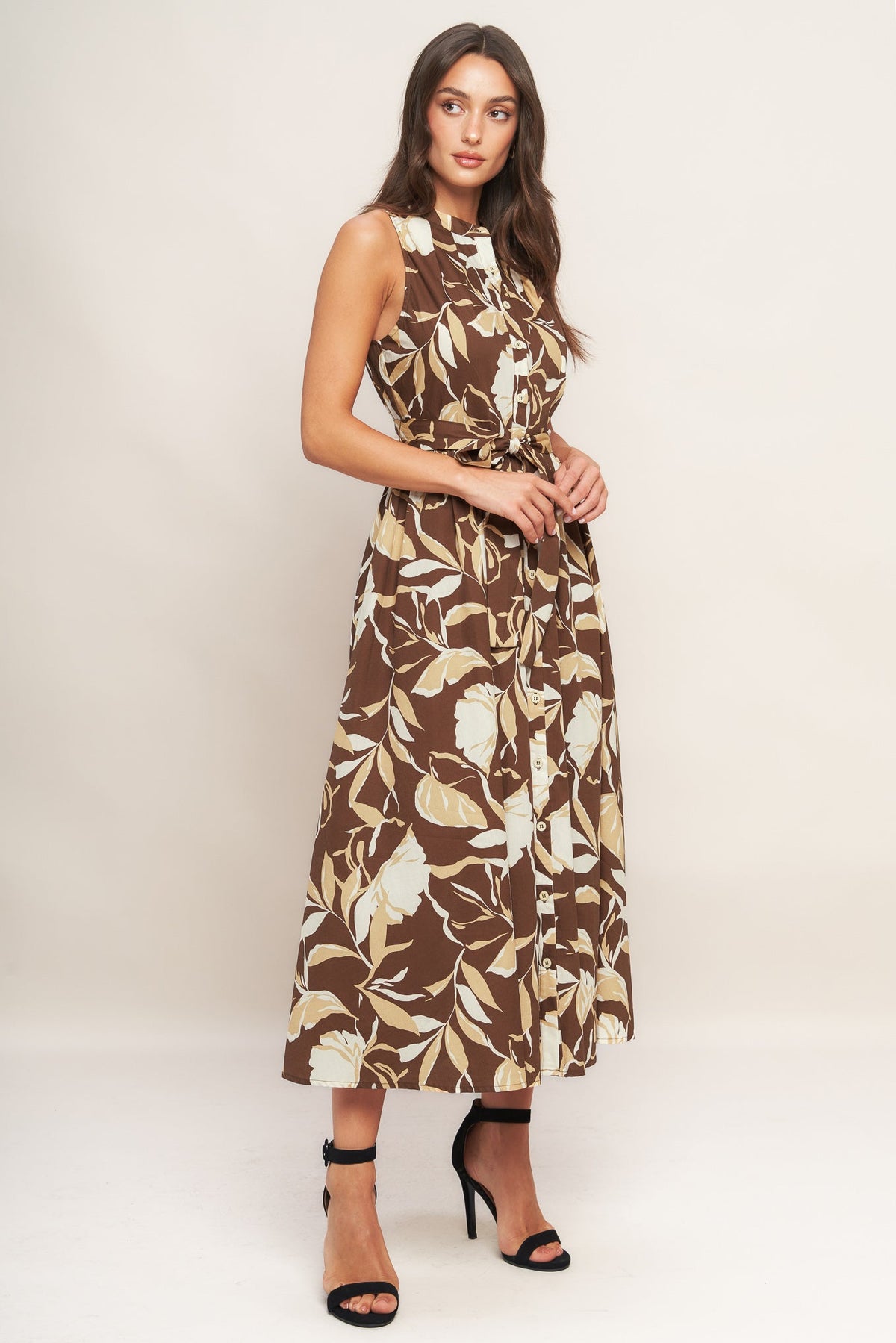 ELEGANT BLOOM WOVEN MIDI DRESS