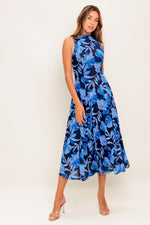MIDNIGHT BLOOM WOVEN MIDI DRESS