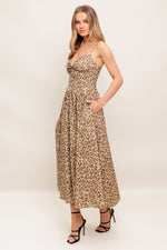 TENDER TOUCH TAUPE WOVEN MIDI DRESS