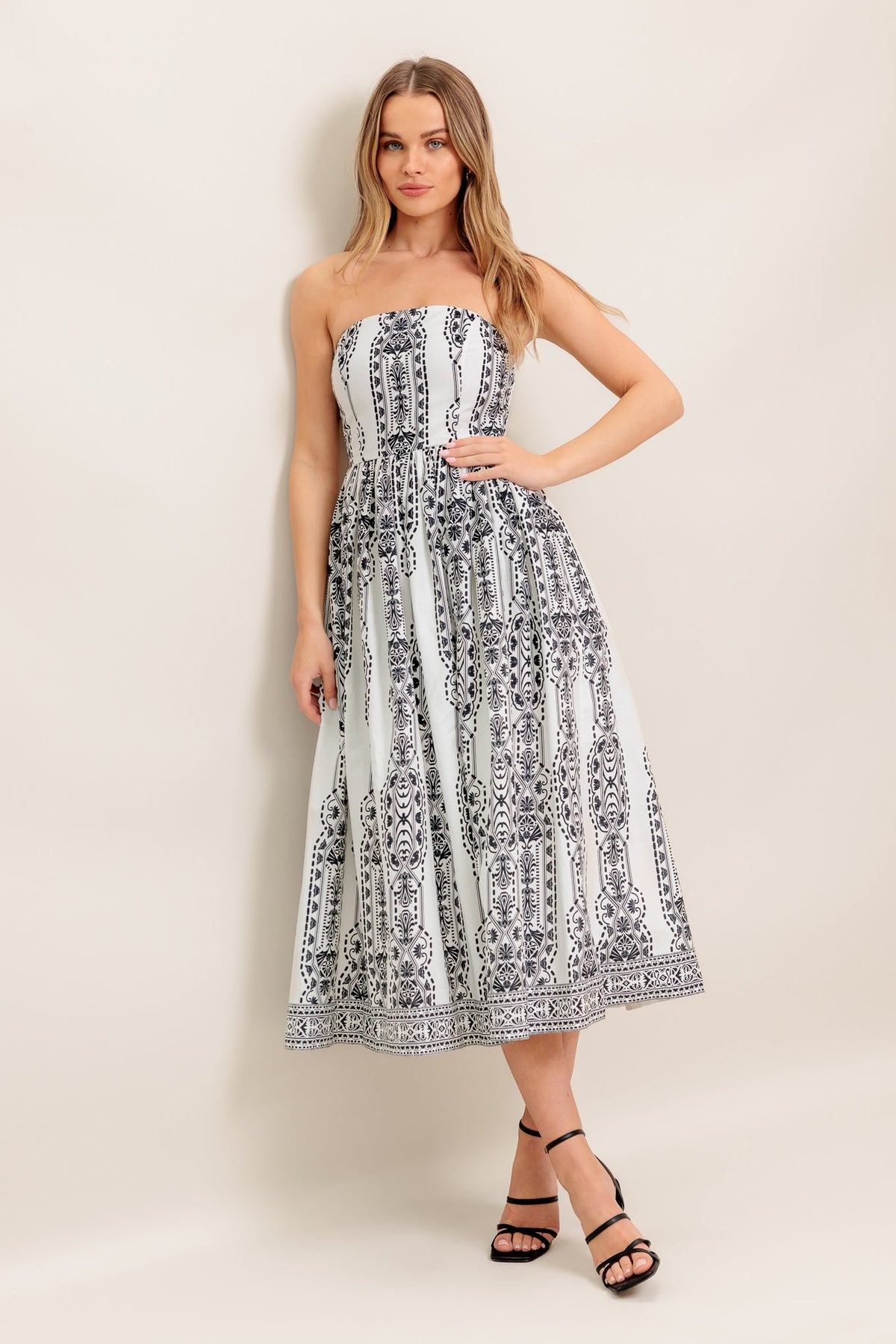SUMMER SILHOUETTE WOVEN MIDI DRESS