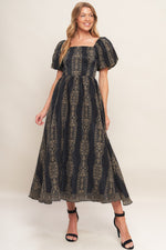 VINTAGE SQUARE WOVEN MIDI DRESS