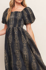 VINTAGE SQUARE WOVEN MIDI DRESS