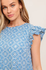 CUPCAKE SMILE WOVEN EYELET BABYDOLL DRESS