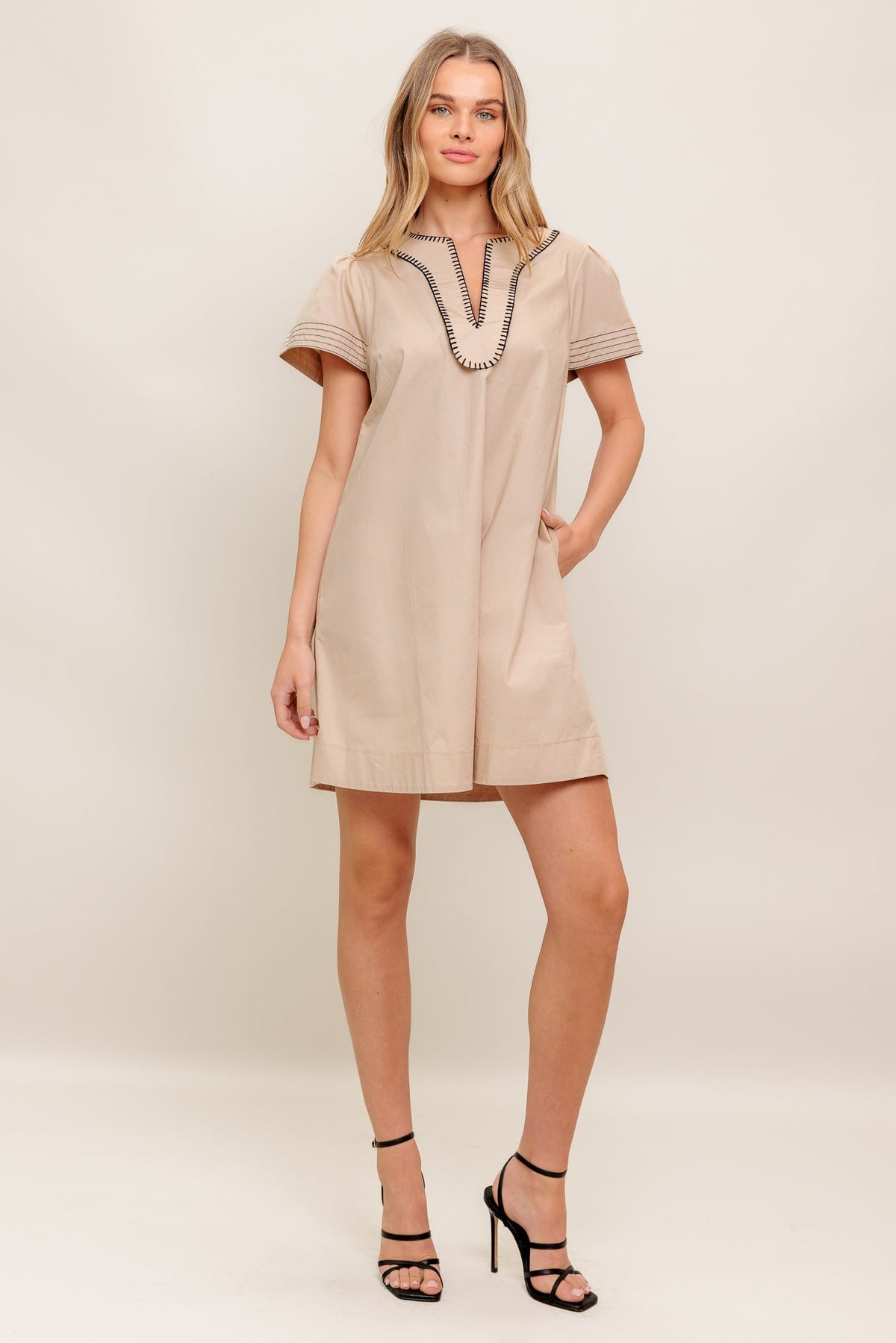 CALM SILHOUETTE WOVEN MINI DRESS