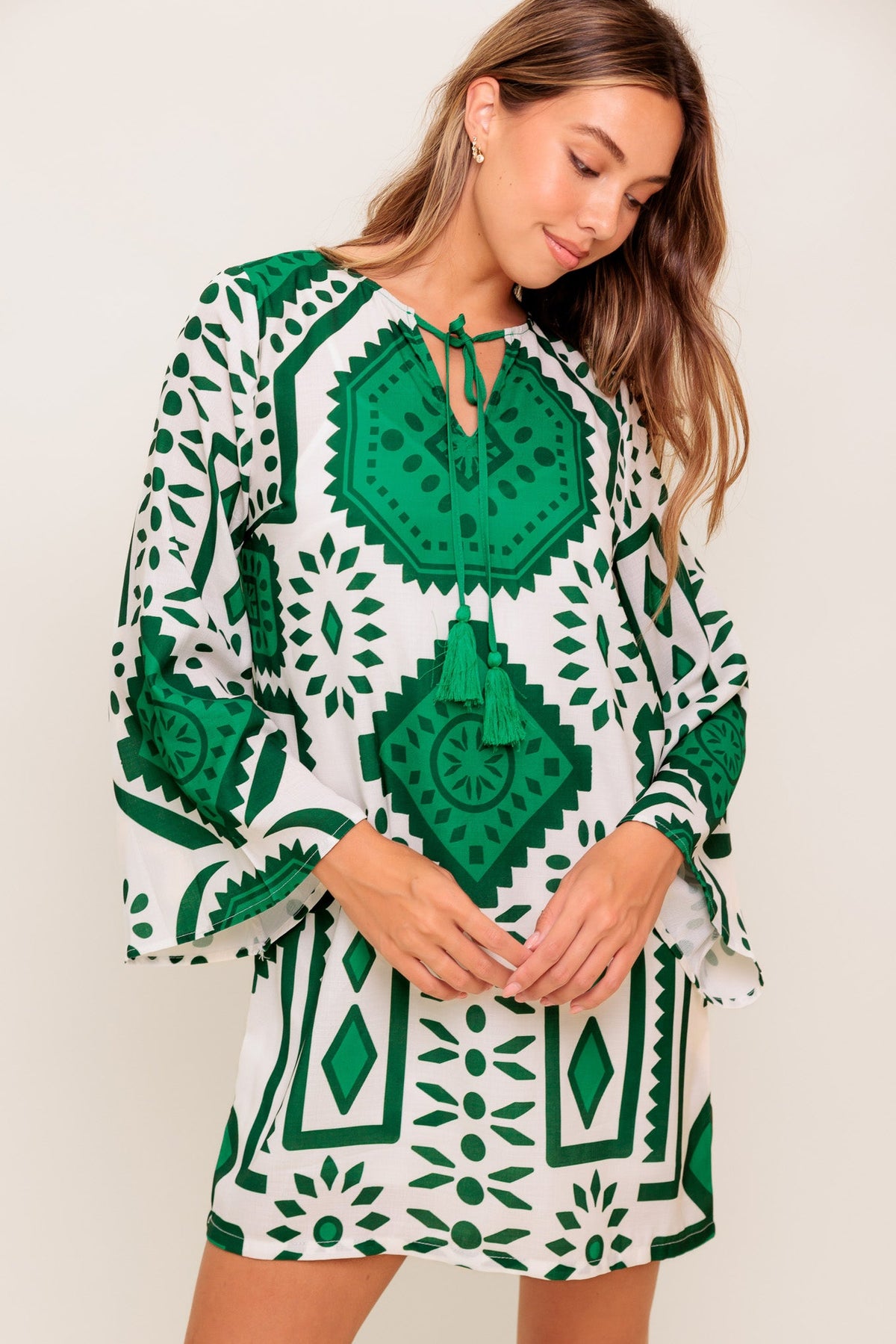 EMERALD TERRA TUNIC WOVEN MINI DRESS