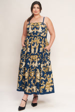 IMPERIAL BLOOM BLUE WOVEN MIDI DRESS