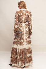 BOHEMIAN TAPESTRY BROWN WOVEN MAXI DRESS