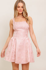 SWEET BLOOM WOVEN JACQUARD SATIN MINI DRESS