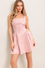 SWEET BLOOM WOVEN JACQUARD SATIN MINI DRESS