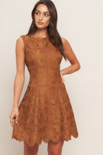 AUTUMN BLOOM WOVEN LACE MINI DRESS
